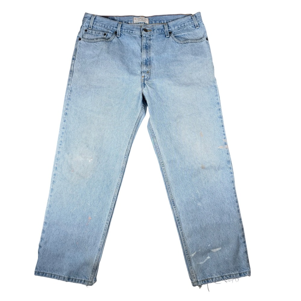 VTG Levi Strauss Signature Relaxed Fit Mens 40x30 Light Wash Distressed Blue